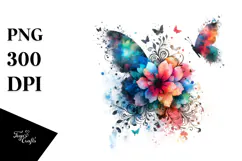 Colorful Grungy Butterfly Silhouette PNG Product Image 1