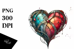 Stained Heart with Metalic Insertions PNG Product Image 1
