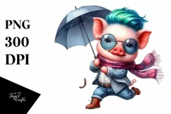 Cute Baby Pig Jumping PNG Product Image 3
