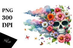 Colorful Skull Painting PNG Product Image 1