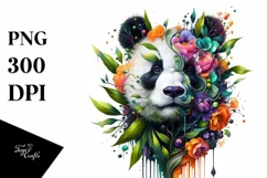 Vibrant Panda with Flowers PNG Product Image 1