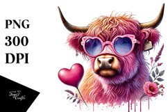 pink Highland Cow PNG Product Image 1