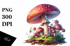 Shiny Mushroom Watercolor Splash PNG Product Image 1