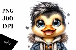 Cool Baby Duck in Winter, Cute PNG Product Image 3