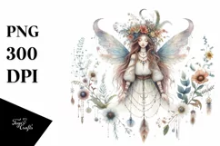 Detailed Watercolor Boho Fairy | Clipart Product Image 1