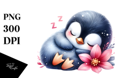 Digital Watercolor of Cute Baby Penguin PNG Product Image 1