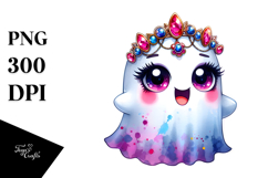Funny Cute Ghost with Glam Accessories PNG Product Image 1