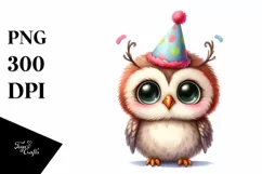 Shy Party Baby Owl Clipart Product Image 1