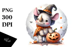 Cute Baby Rhino Halloween PNG Product Image 1