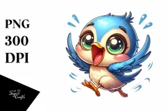 a Cute Colorful Baby Swallow Dancing | Clipart Product Image 1