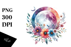 Boho Moon Watercolor Sticker | Sublimation | Clipart Product Image 1