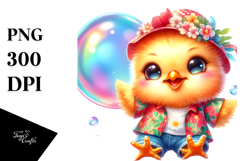 Smiling Baby Chicken Soap Bubble PNG Product Image 1