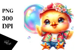 Smiling Baby Chicken Soap Bubble PNG Product Image 1