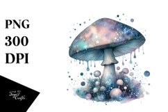 Detailed Mushroom and Celestial Watercolor Splash PNG Product Image 1
