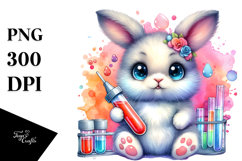 Vibrant Baby Rabbit Holding a Test Tube PNG Product Image 1