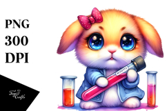 Vibrant Baby Rabbit Holding a Test Tube PNG Product Image 1