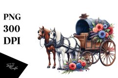 Floral Horse Wagon with USA Flag | Sublimation Clipart Product Image 3