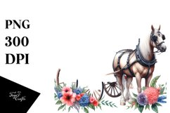 Floral Horse Wagon with USA Flag | Sublimation Clipart Product Image 3