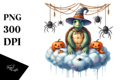 Halloween Turtle Sitting on Cloud PNG Product Image 1