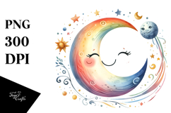 Colorful Half Moon Moon PNG Product Image 1