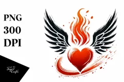 Simple Paintbrush Style Heart with Wings PNG Product Image 1