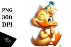 Silly Duck with Party Hat, Soft Drop Shadow PNG Product Image 1