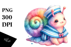 Baby Snail Sailor Suit Watercolor Clipart Product Image 1