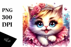 Cute Kitten Diva Watercolor Sublimation Clipart Product Image 3