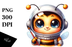 Cute Baby Bee Astronaut Helmet PNG Product Image 1