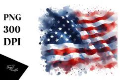 Washed Watercolor USA Colors Flag PNG Product Image 1