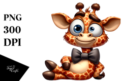 Cartoony Giraffe with Bow Tie PNG Product Image 1