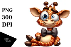 Cartoony Giraffe with Bow Tie PNG Product Image 1