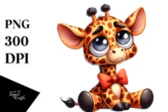 Playful Giraffe Cartoon in Watercolor Product Image 1