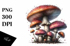 Shiny Mushroom Watercolor Splash PNG Product Image 3