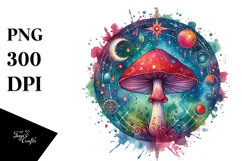Watercolor Magical Celestial Mushroom PNG Product Image 1
