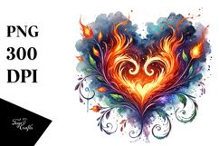 Fire Heart Digital PNG Product Image 1
