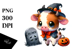 Cute Baby Cow Halloween Sublimation Clipart Product Image 1
