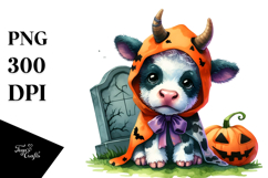 Cute Baby Cow Halloween Sublimation Clipart Product Image 1