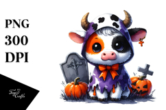 Cute Baby Cow Halloween Sublimation Clipart Product Image 1
