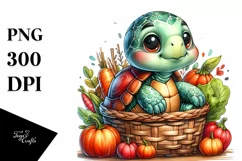 Quirky Colorful Baby Turtle Basket | Watercolor | Clipart Product Image 3