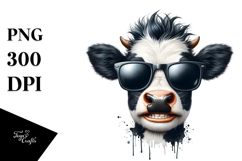 Funny Cow with Cool Hair PNG Product Image 1