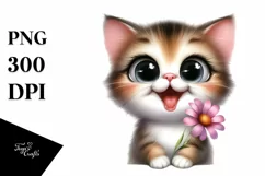 Baby Cat Portrait with Flower PNG Product Image 3