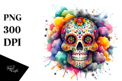 Colorful Skull Painting PNG Product Image 1