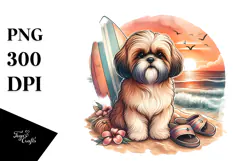 Cute Watercolor Shih Tzu Clipart Product Image 1