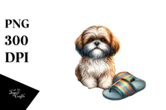 Cute Watercolor Shih Tzu Clipart Product Image 1