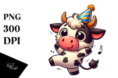 Holstein Cow with Party Hat, Silly PNG Product Image 1