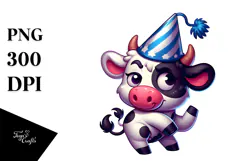 Holstein Cow with Party Hat, Silly PNG Product Image 1