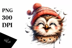 Funny Owl Portrait Smiling Tongue Dripping Clipart Product Image 1