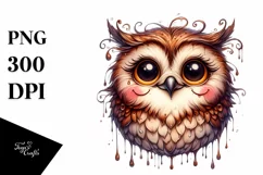 Funny Owl Portrait Smiling Tongue Dripping Clipart Product Image 3