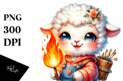 Vibrant Baby Lamb with Campfire PNG Product Image 1